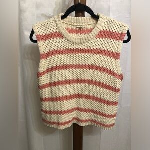 LA MIEL Striped Knit Sweater - Cream and Pink